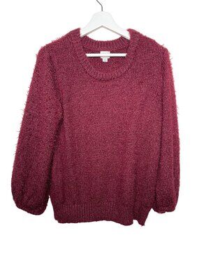 A New Day Womens Boucle Sweater Small Burgundy Cozy Knit Top